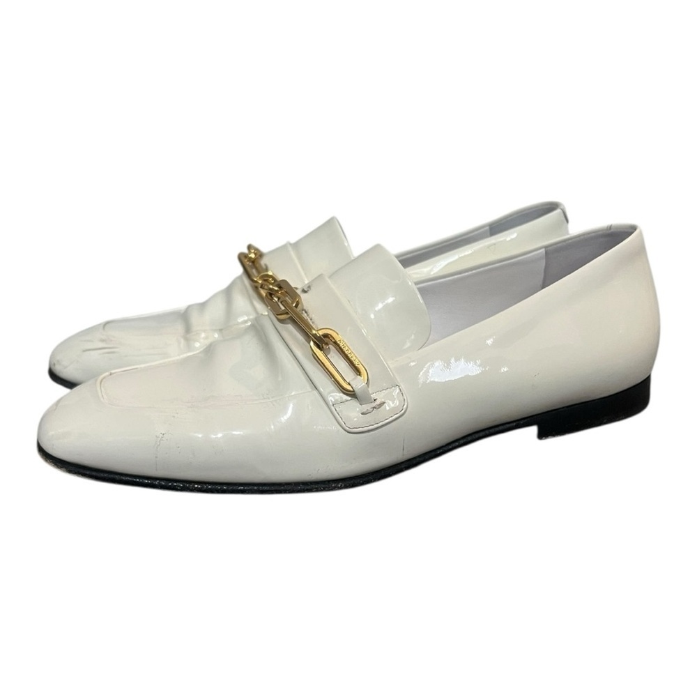 Burberry Gold Chain White Patent Chillcot Loafer Women's Size 38.5 U.S 7.5 - Picture 3 of 11